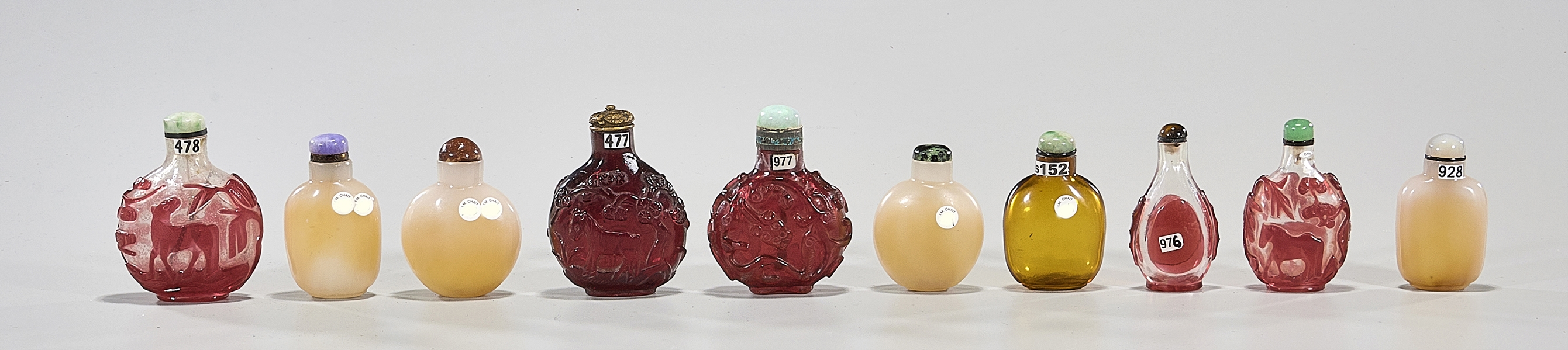 Group of Ten Chinese Glass Snuff Bottles