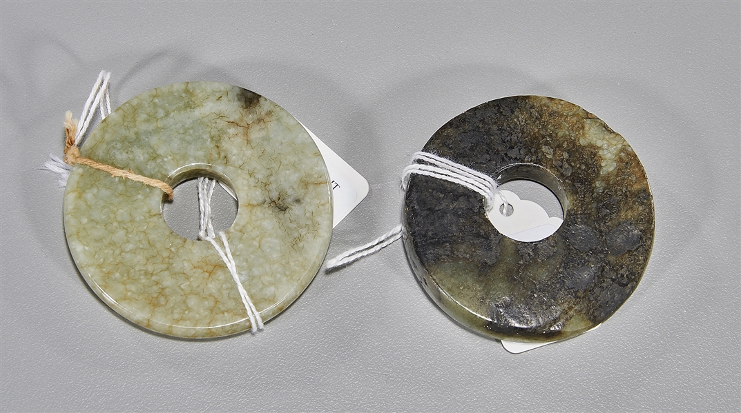 Two Antique Chinese Jade Bi Discs