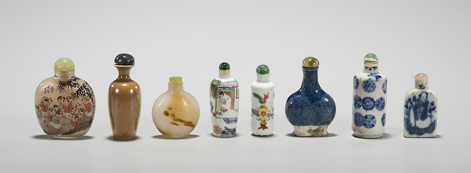 Group of Eight Various Chinese Snuff Bottles