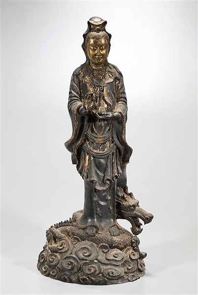 Chinese Gilt Metal Standing Guanyin