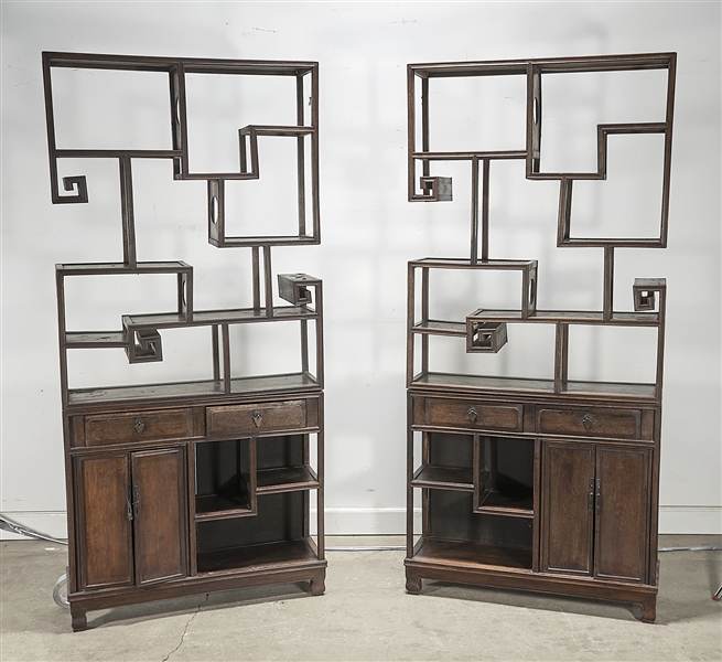 Pair Chinese Curio Shelf Cabinets