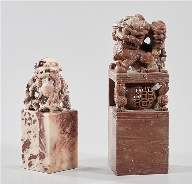 Two Chinese Carved Soapstone Seals