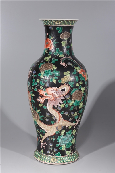 Tall Chinese Famille Noir Porcelain Vase