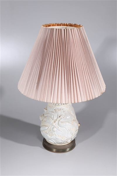 Lamp Mounted On Japanese Enameled Ceramic Base