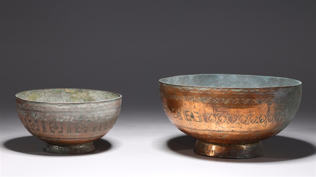 Two Antique Indian Copper Bowls