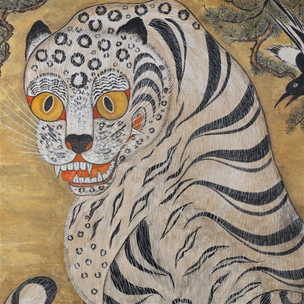 Large Korean Folk Painting of White Tiger