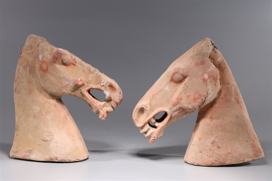 Two Chinese Early Style Ceramic Horse Heads