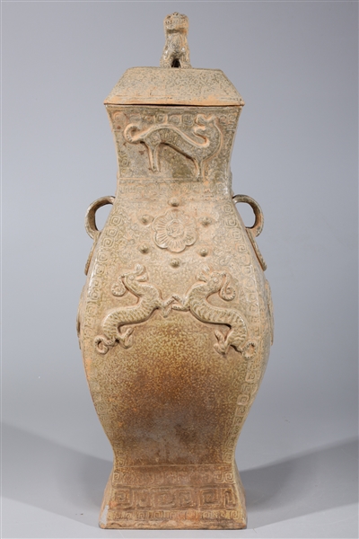 Elaborate Chinese Han Dynasty Style Covered Vase