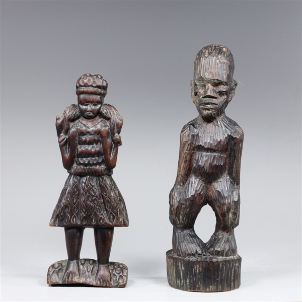 Group of Two Vintage Carved Figures