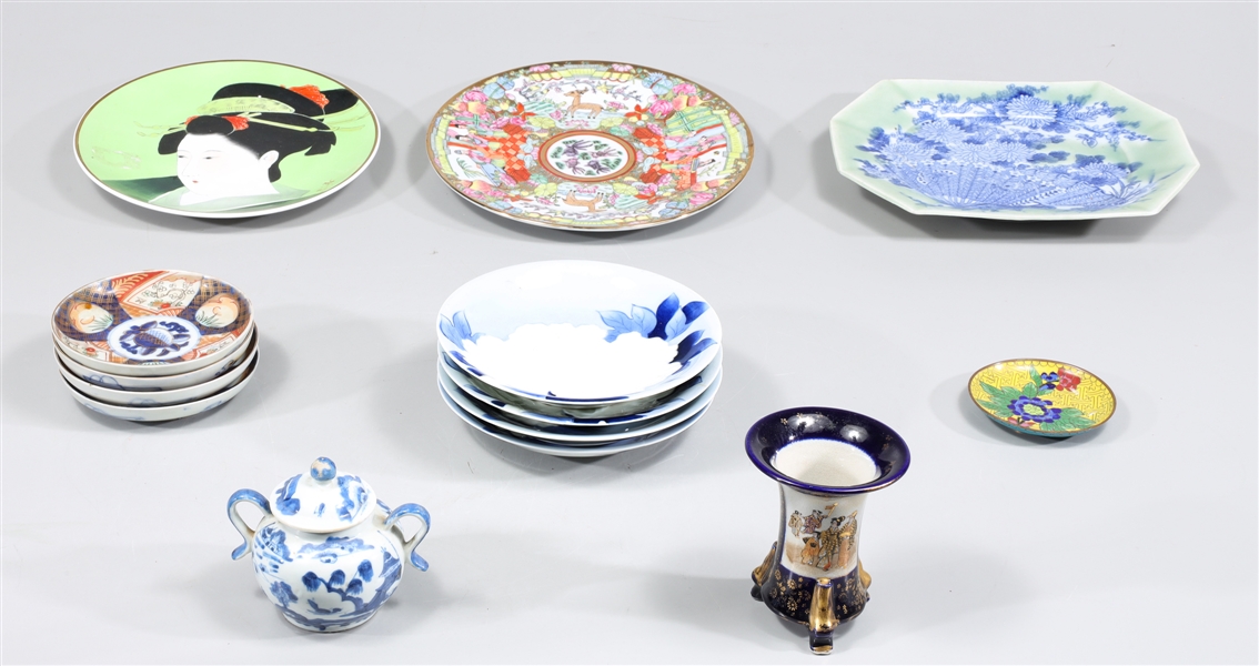 Group of Fourteen Vintage Japanese Porcelain and Cloisonne