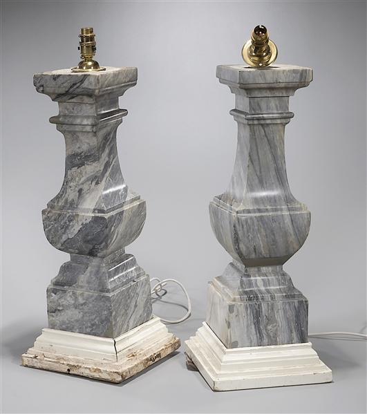 Pair Carved Marble Small Columns