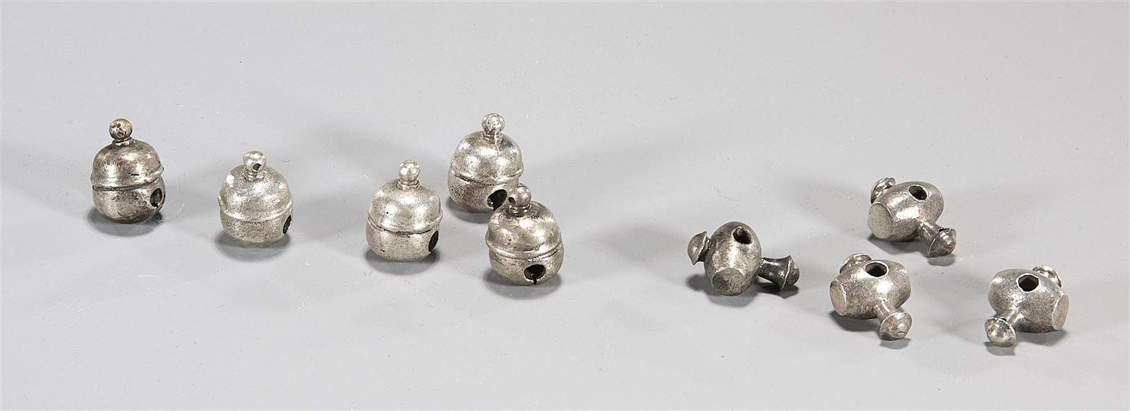 Nine Silver Ojime Beads
