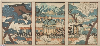 Antique Woodblock Triptych By Utagawa Yoshitsuya 