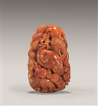 Chinese Carved Red Jadeite Toggle