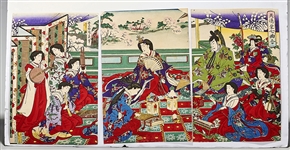 Woodblock Triptych By Chikayoshi Toyohara 