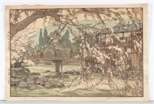 Yoshida Woodblock Print: "Spring in a Hot Spring"