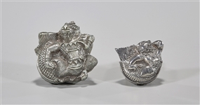Group of Two Antique Silver Cambodian Figural-Form Betel Nut Boxes