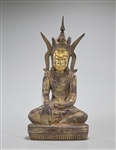 Southeast Asian Carved Gilt and Lacquered Seated Buddha