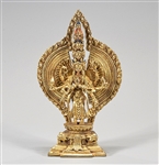 Nepalese  Gilt Copper Figure of Sahasrabhuja Avalokitesvara