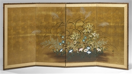Japanese Four-Panel Painted Screen