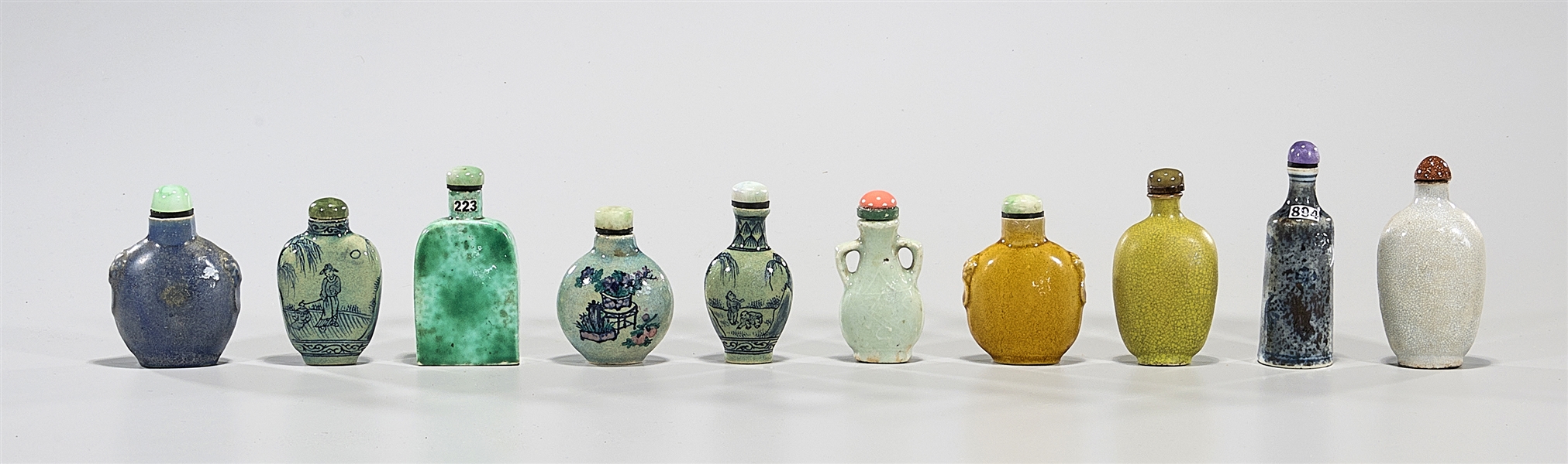 Group of Ten Chinese Porcelain Snuff Bottles