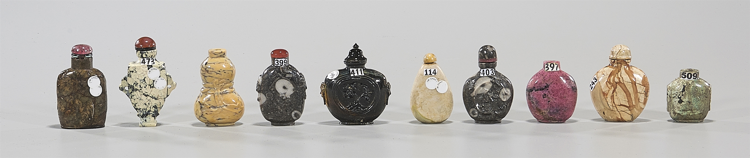 Group of Ten Various Chinese Snuff Bottles
