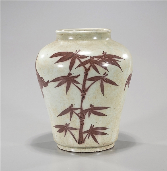 Korean Red & White Glazed Porcelain Jar