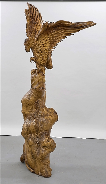 Large Two-Section Carved Wood Eagle
