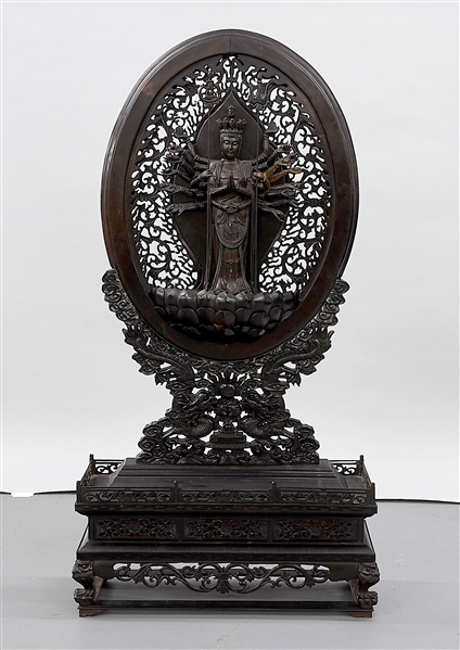 Large Chinese Carved Multi-Armed Guanyin