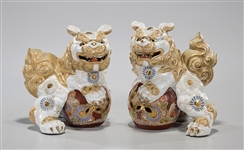 Pair Japanese Satsuma-Type Porcelain Shishi