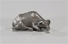 Japanese Silver Netsuke of a Recumbent Water Buffalo