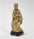 Chinese Carved Soapstone Guanyin With Child
