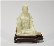 Chinese Carved Jade Seated Figure of Guanyin