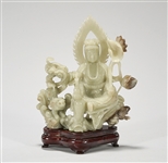 Chinese Carved Celadon Jade Guanyin