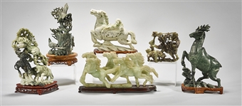 Group of Six Various Chinese Stone Animal Carvings 