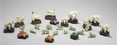 Large Group of Various Stone Carved Animal Forms
