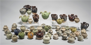 Group of Fifty Various Chinese Glazed Ceramic Jarlets