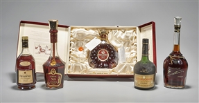 Five Bottles of Various Cognacs
