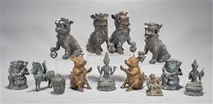 Collection of Thirteen Various Asian Metal or Bronze Figures