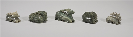 Group of Five Chinese Jade Animal Carvings