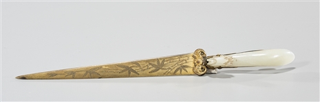 Antique Chinese Carved Celadon Jade Belt Hook