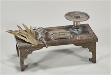 Japanese Mixed Metal Flower Arranging Table and Items