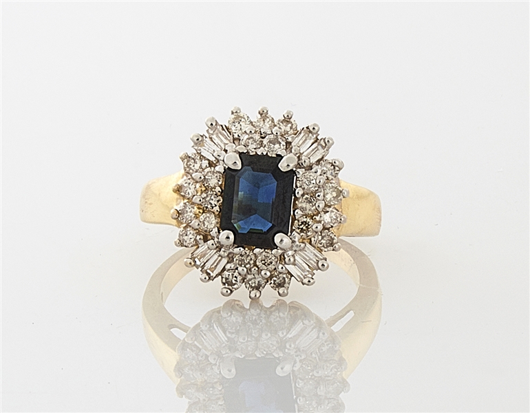 14K Yellow Gold, Sapphire & Diamond Ring