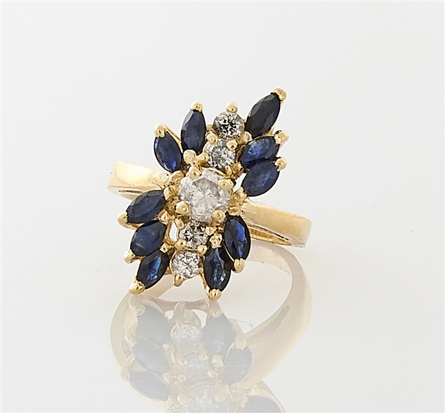 14K Yellow Gold, Sapphire & Diamond Ring