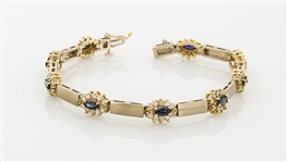 14K Yellow Gold, Sapphire & Diamond Bracelet