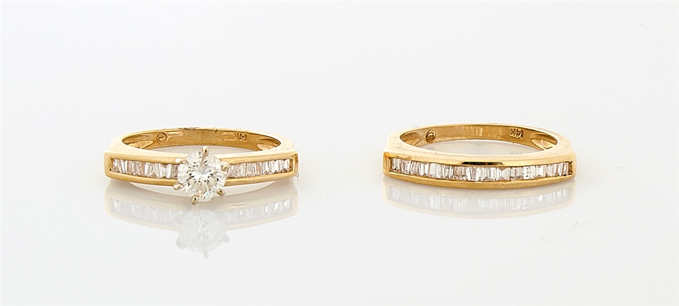 Two 14K Yellow Gold & Diamond Rings