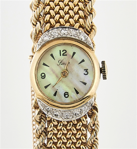 14 Kt Yellow Gold & Diamond Wristwatch