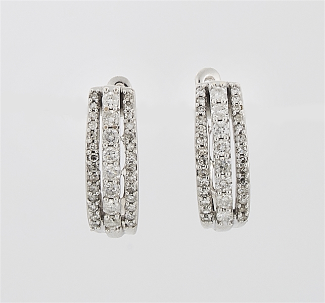 14K White Gold & Diamond Earrings