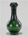 Chinese Green Beijing Glass Garlic Mouth Vase