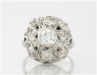 Art Deco-Style 14K White Gold & Diamond Ring